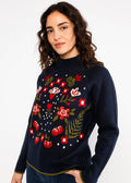 Blutsgeschwister Pullover "Cold Day Warm Heart" blau/geblümt