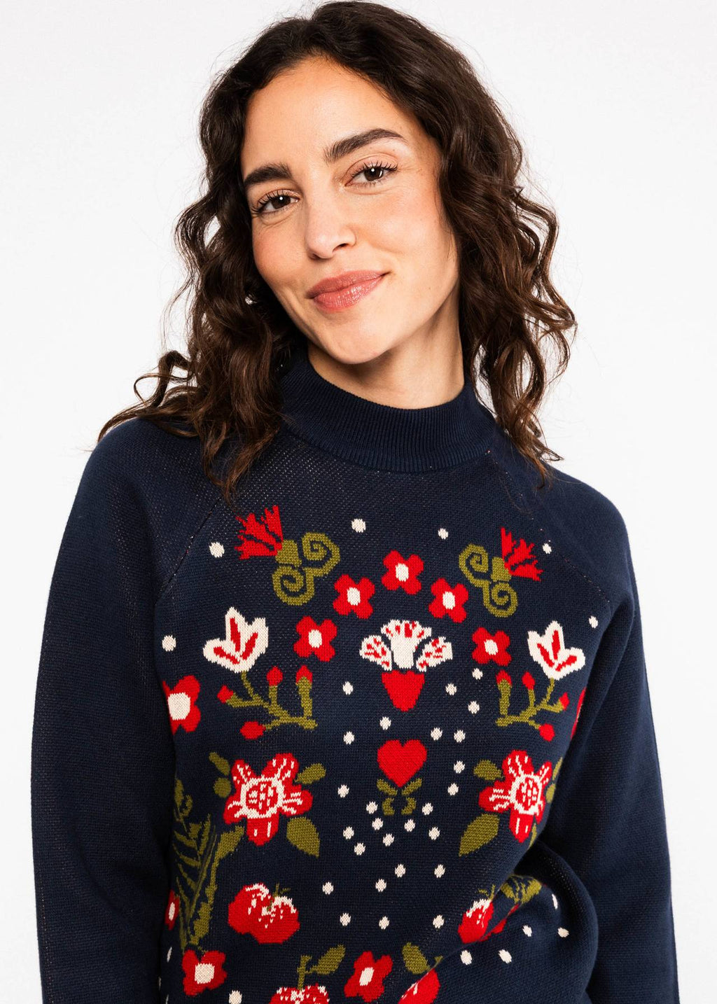 Blutsgeschwister Pullover "Cold Day Warm Heart" blau/geblümt