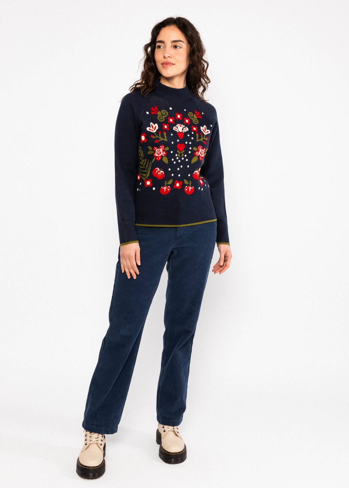 Blutsgeschwister Pullover "Cold Day Warm Heart" blau/geblümt