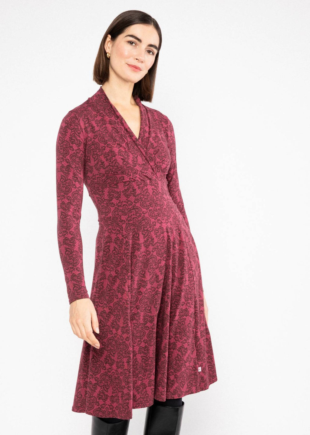 Blutsgeschwister Kleid "Shalala Tralala Shawl" beere/gemustert