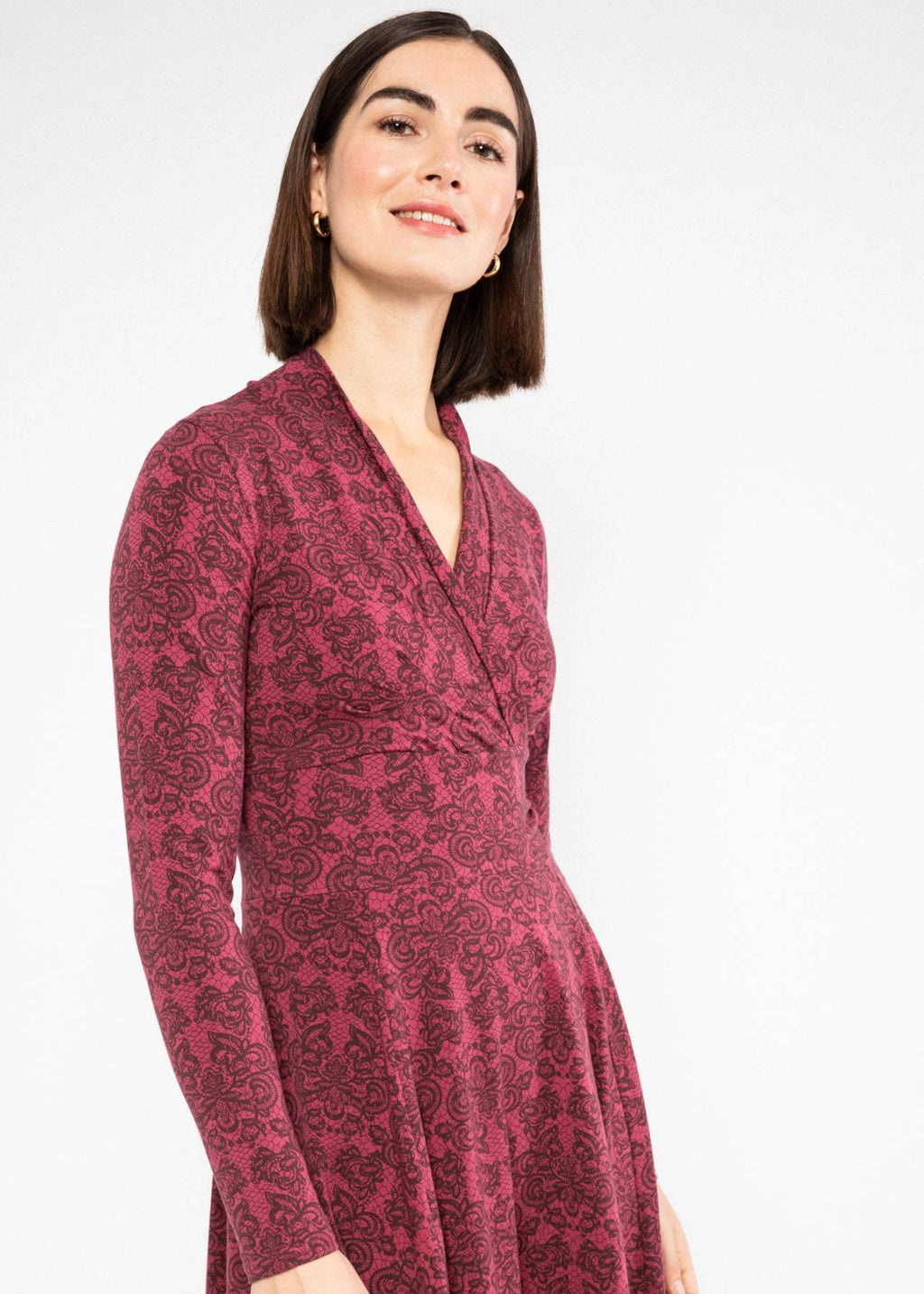 Blutsgeschwister Kleid "Shalala Tralala Shawl" beere/gemustert