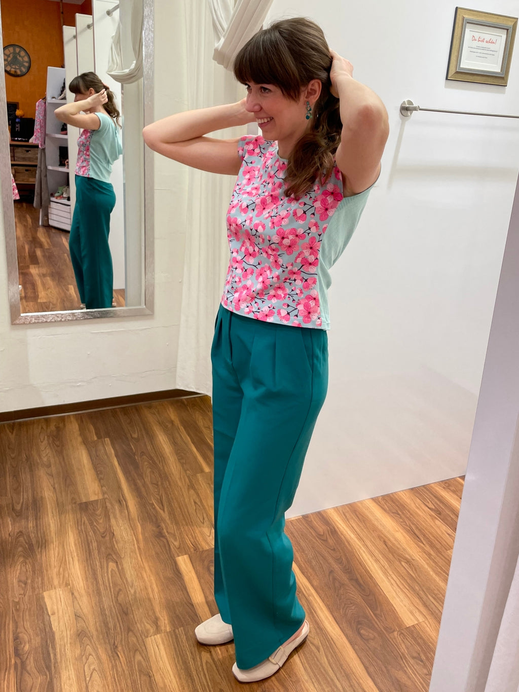 Miranda Merra Shirt "Kirschblüte" mint/rosa