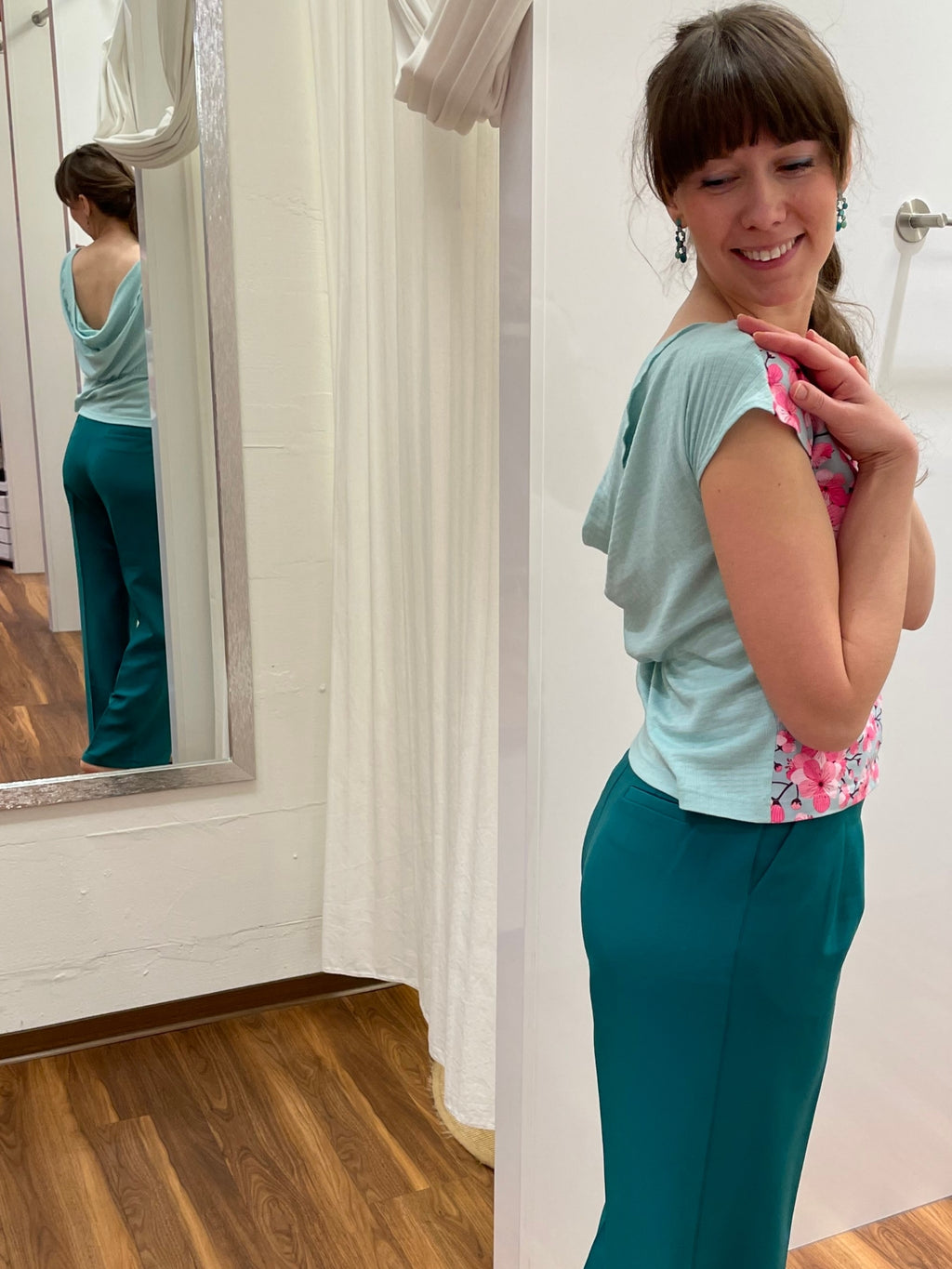 Miranda Merra Shirt "Kirschblüte" mint/rosa