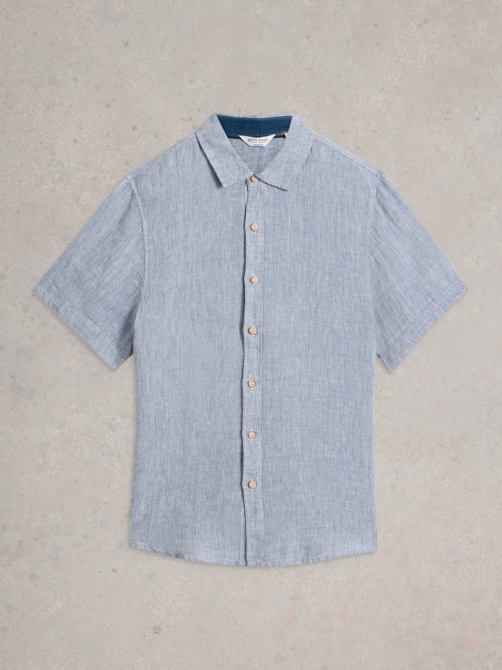 White Stuff Hemd aus Leinen kurzarm blau/hellblau