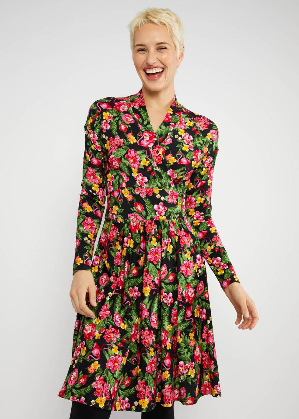 Blutsgeschwister Kleid "La vie est Belle" pink/grün gemustert