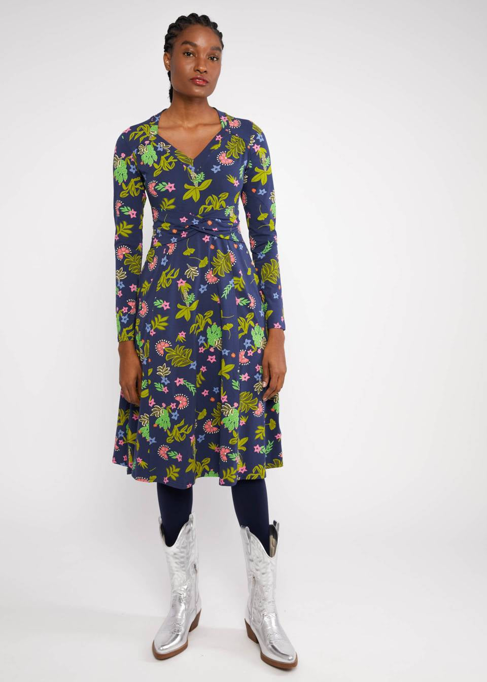Blutsgeschwister Kleid "Shake Rattle and Roll" blau/bunt gemustert