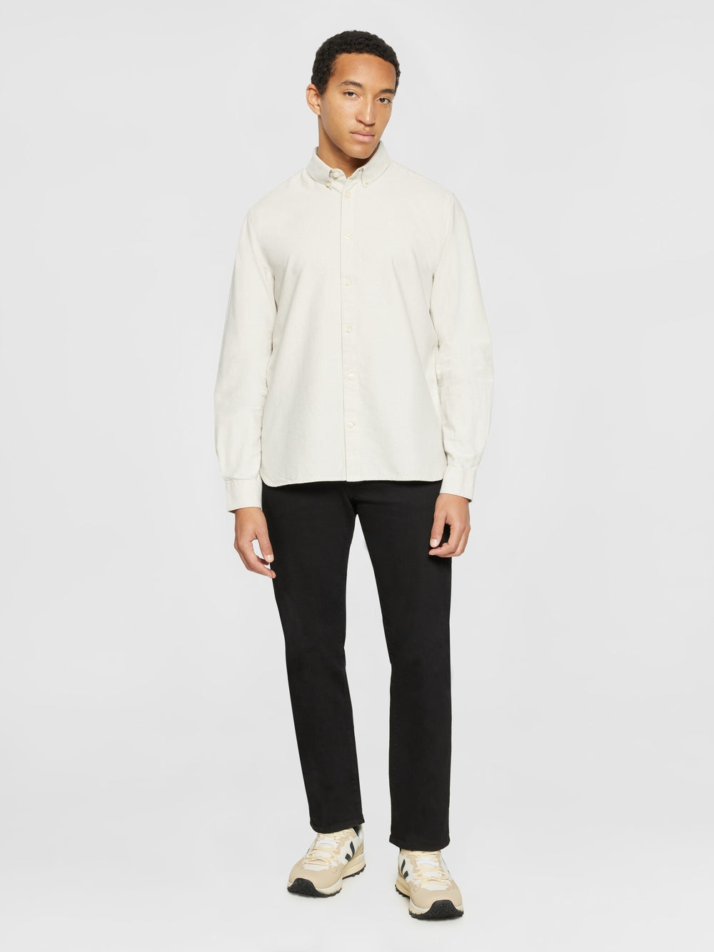 Knowledge Cotton Hemd langarm cremweiß