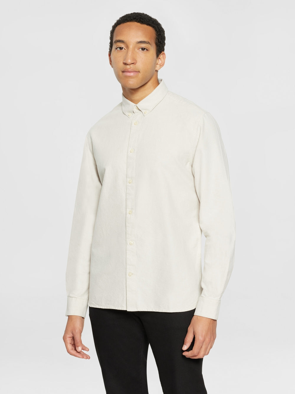 Knowledge Cotton Hemd langarm cremweiß