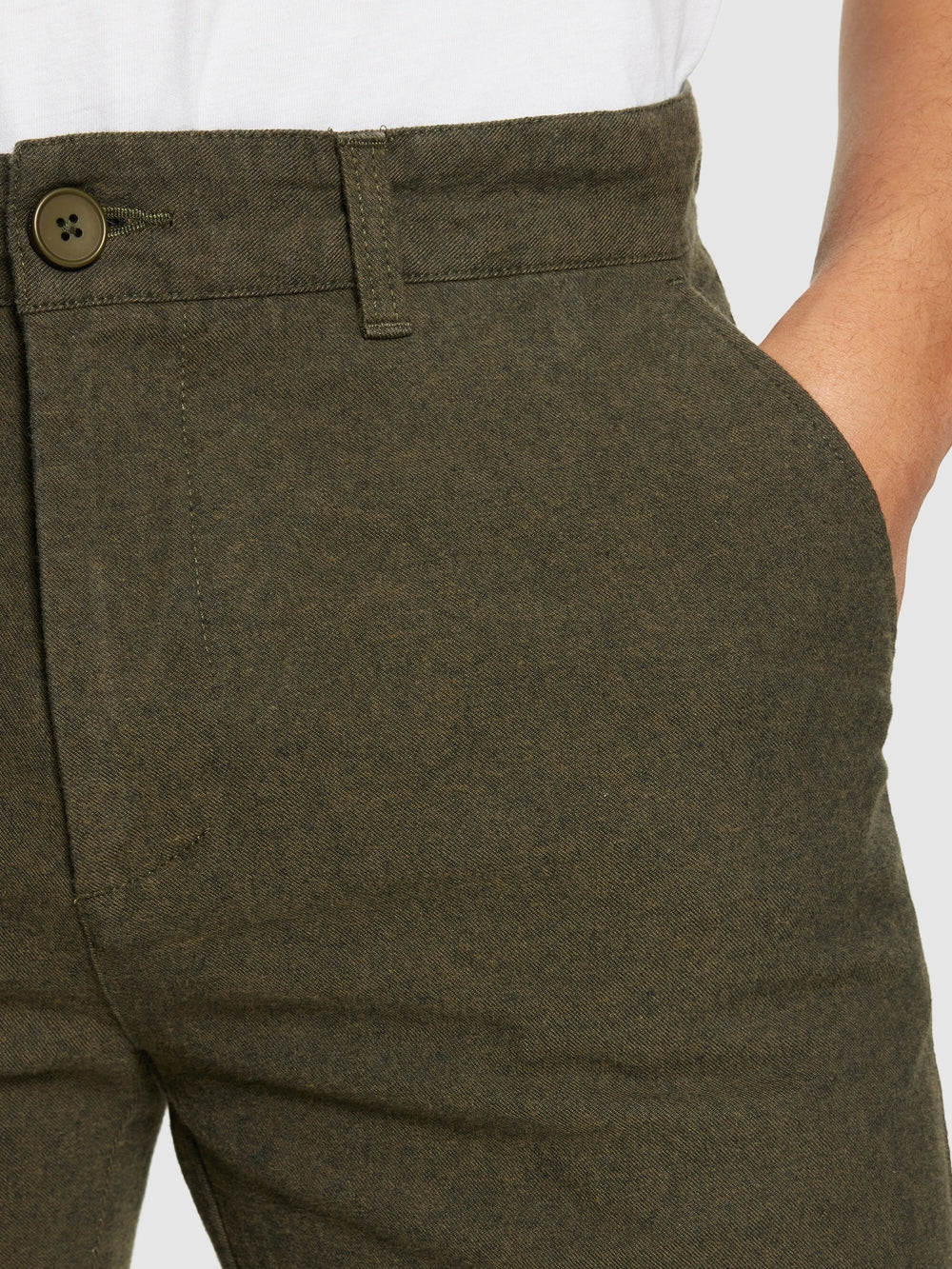 Knowledge Cotton Hose aus Flanell grün