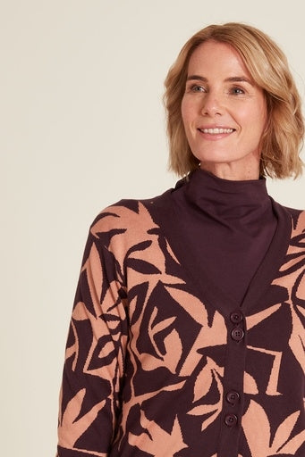 Tranquillo Strickjacke A62 beere/gemustert