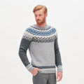 LivingCrafts Pullover aus Wolle grau/gemustert