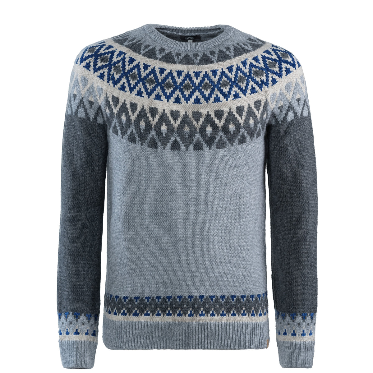LivingCrafts Pullover aus Wolle grau/gemustert