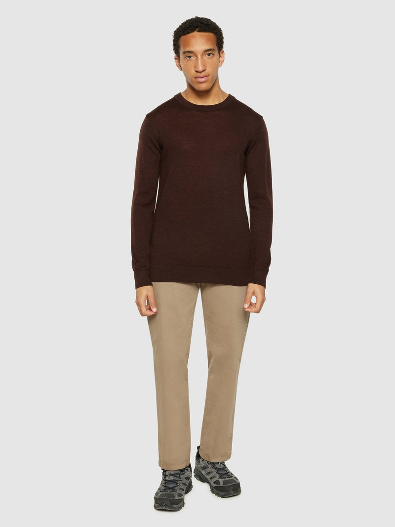 Knowledge Cotton Pullover aus Merinowolle braun