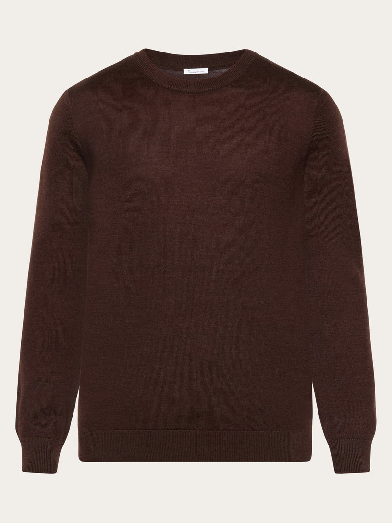 Knowledge Cotton Pullover aus Merinowolle braun