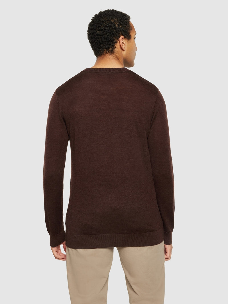 Knowledge Cotton Pullover aus Merinowolle braun