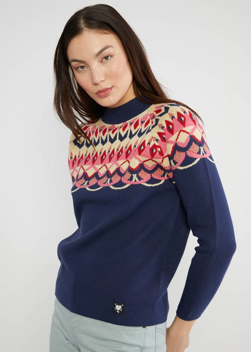 Blutsgeschwister Pulli "Cold Day Warm Heart" blau/gemustert