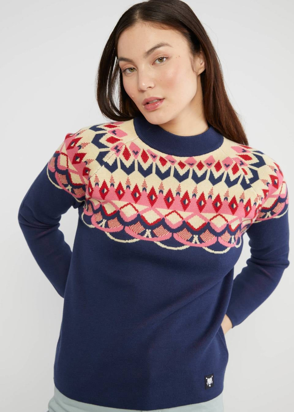 Blutsgeschwister Pulli "Cold Day Warm Heart" blau/gemustert