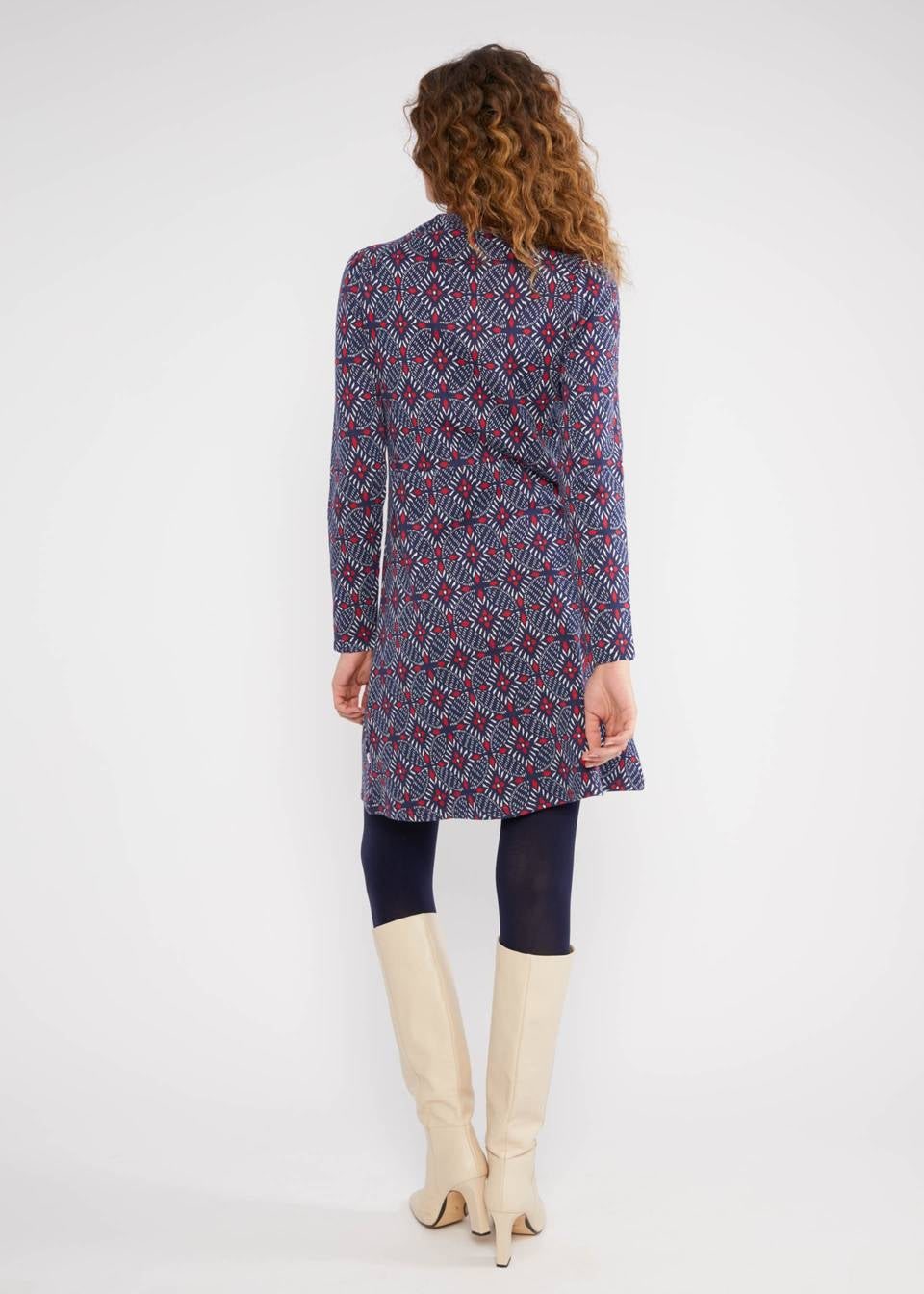 Blutsgeschwister Strickkleid "Cosy Zen Tangle" blau/rot gemustert