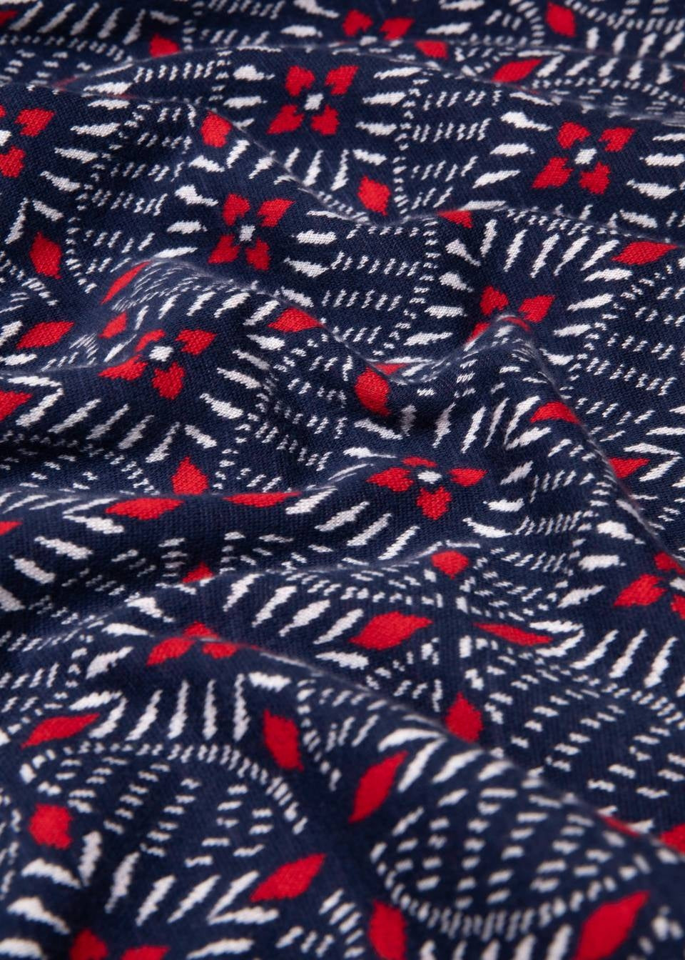 Blutsgeschwister Strickkleid "Cosy Zen Tangle" blau/rot gemustert