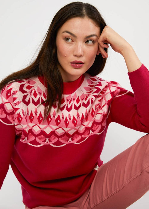 Blutsgeschwister Pulli "Cold Day Warm Heart" rot/gemustert