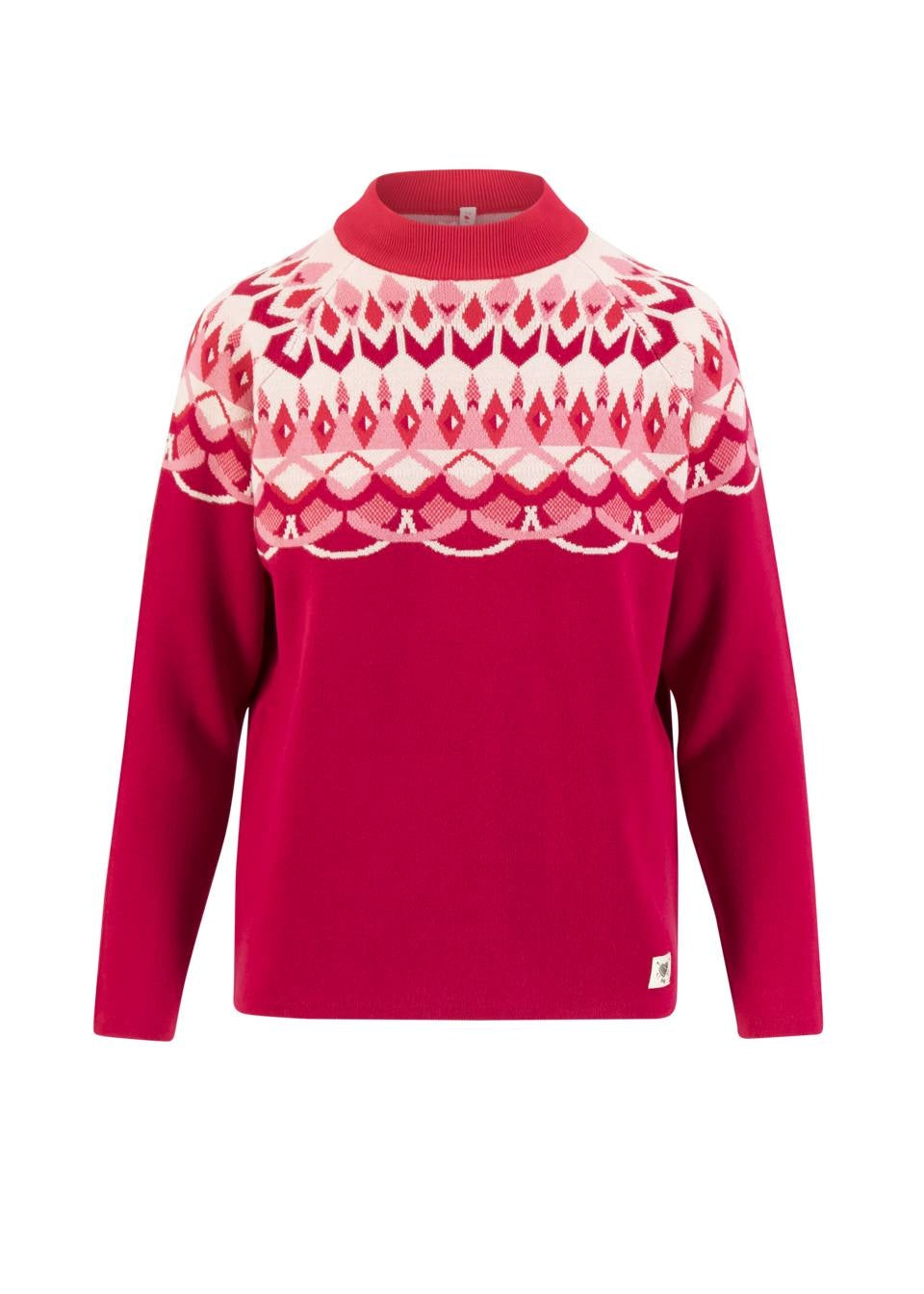 Blutsgeschwister Pulli "Cold Day Warm Heart" rot/gemustert