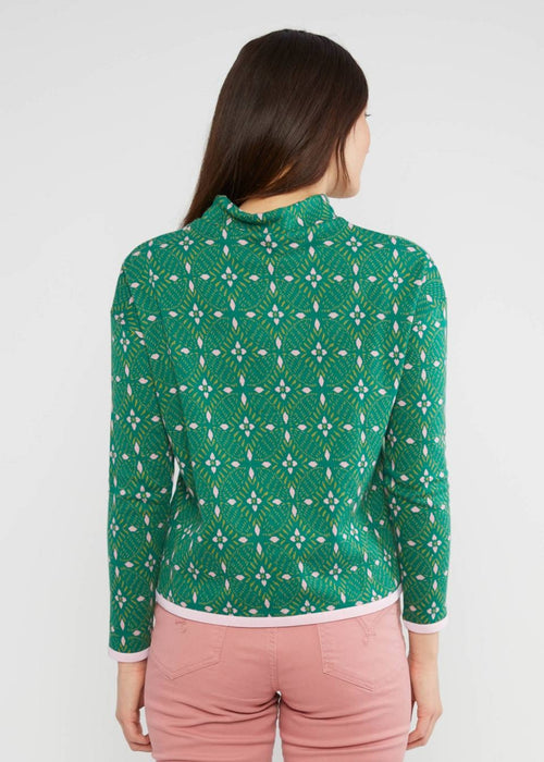 Blutsgeschwister Pulli "Warm up Turtle" grün/rosa gemustert