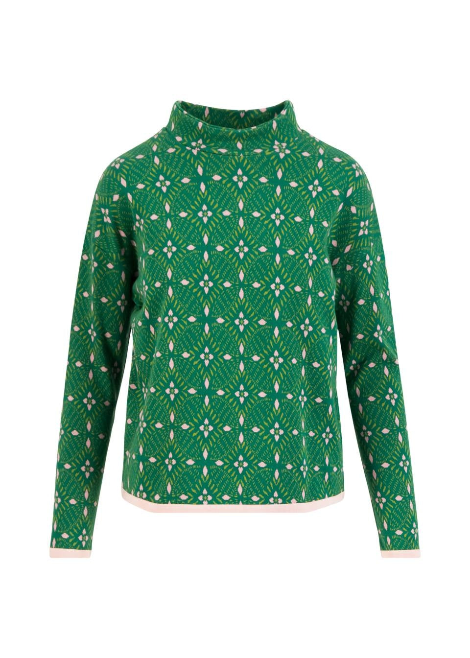 Blutsgeschwister Pulli "Warm up Turtle" grün/rosa gemustert
