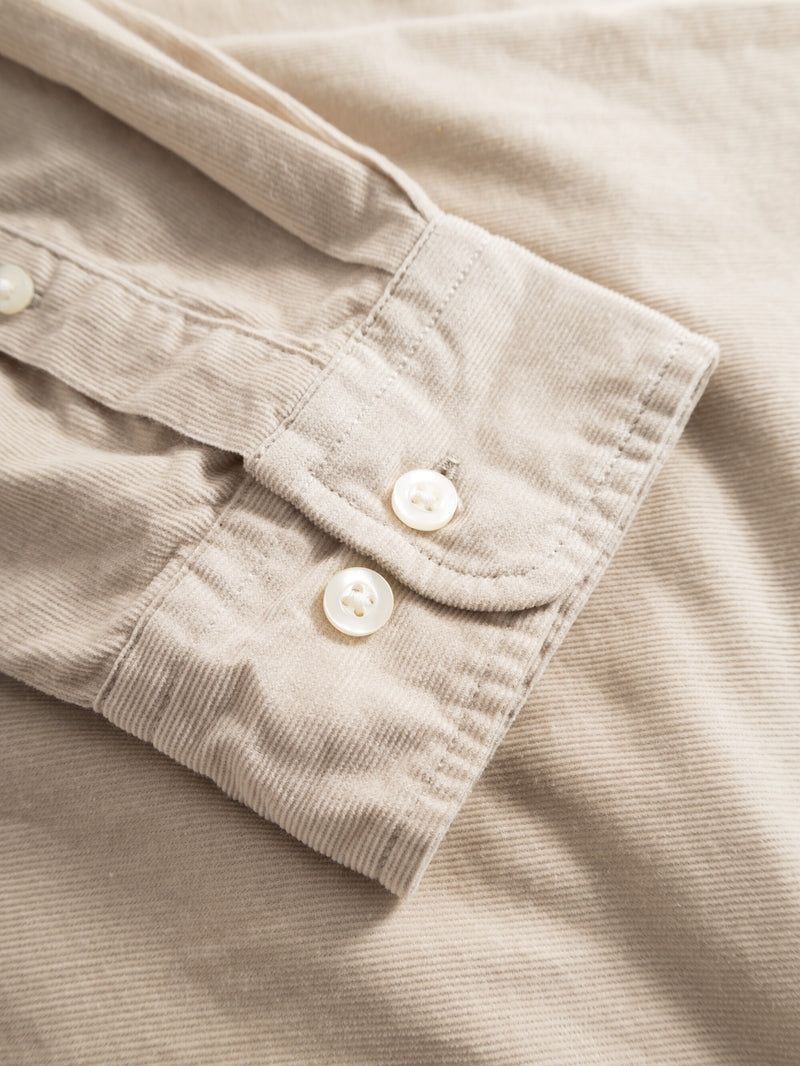 Knowledge Cotton Hemd aus Cord langarm beige