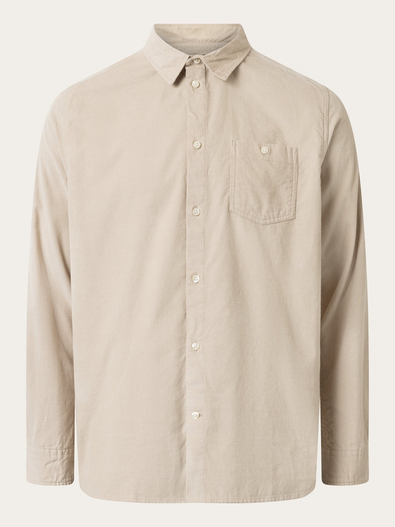 Knowledge Cotton Hemd aus Cord langarm beige
