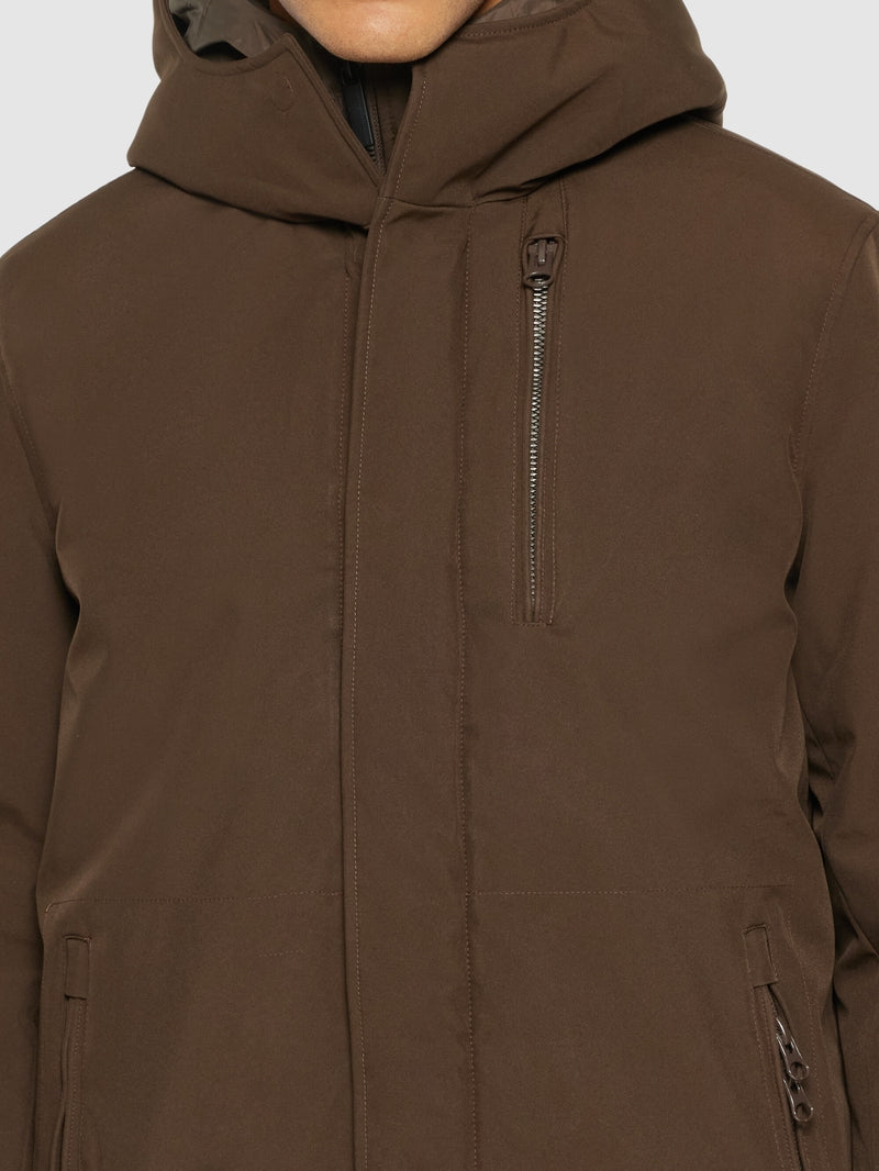 Knowledge Cotton Winterjacke lang braun