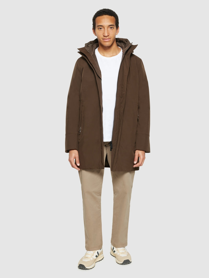 Knowledge Cotton Winterjacke lang braun