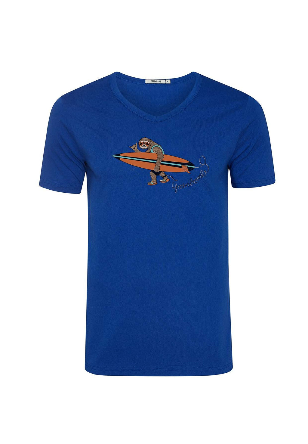 Greenbomb T-Shirt mit Faultier blau