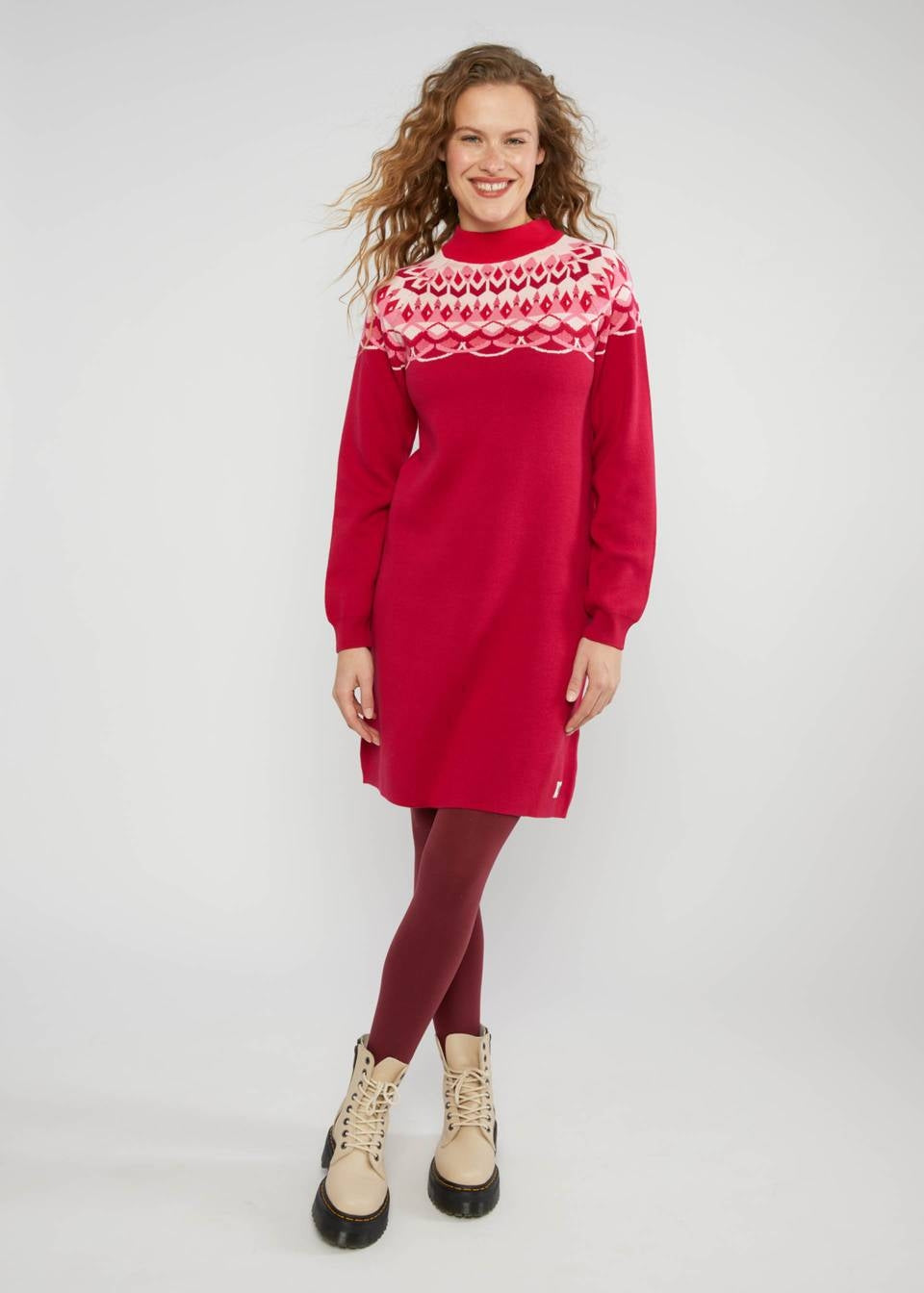 Blutsgeschwister Kleid "Scandi woods rot/gemustert