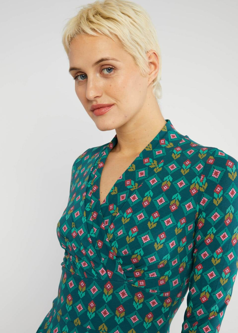Blutsgeschwister Kleid "Shalala Tralala Shawl" grün/gemustert