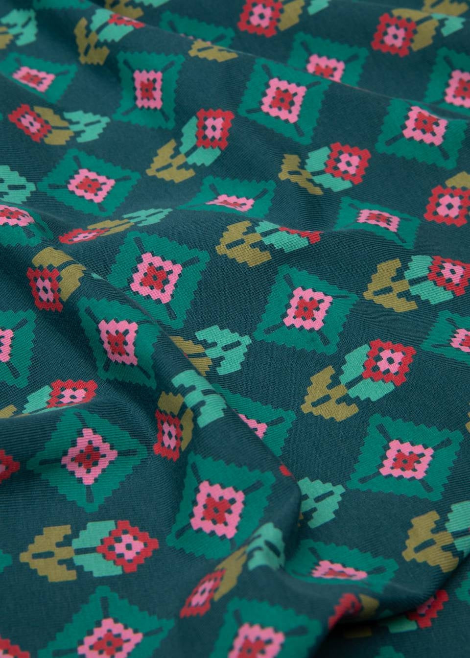 Blutsgeschwister Kleid "Shalala Tralala Shawl" grün/gemustert