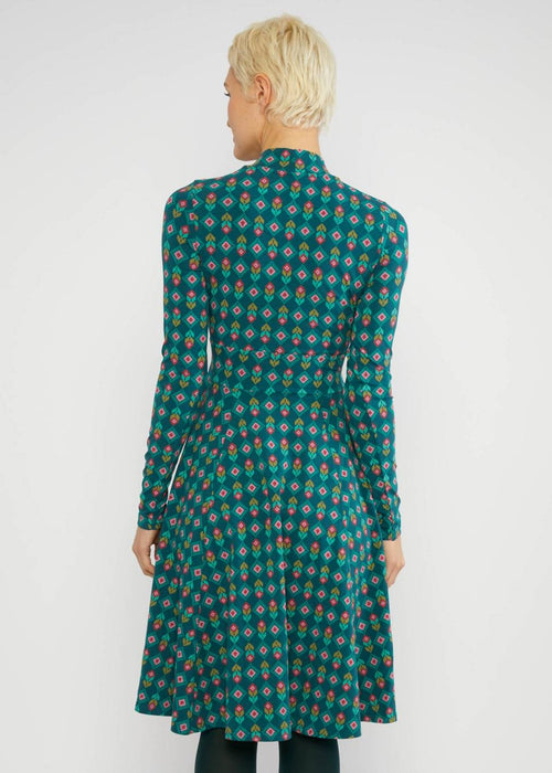 Blutsgeschwister Kleid "Shalala Tralala Shawl" grün/gemustert
