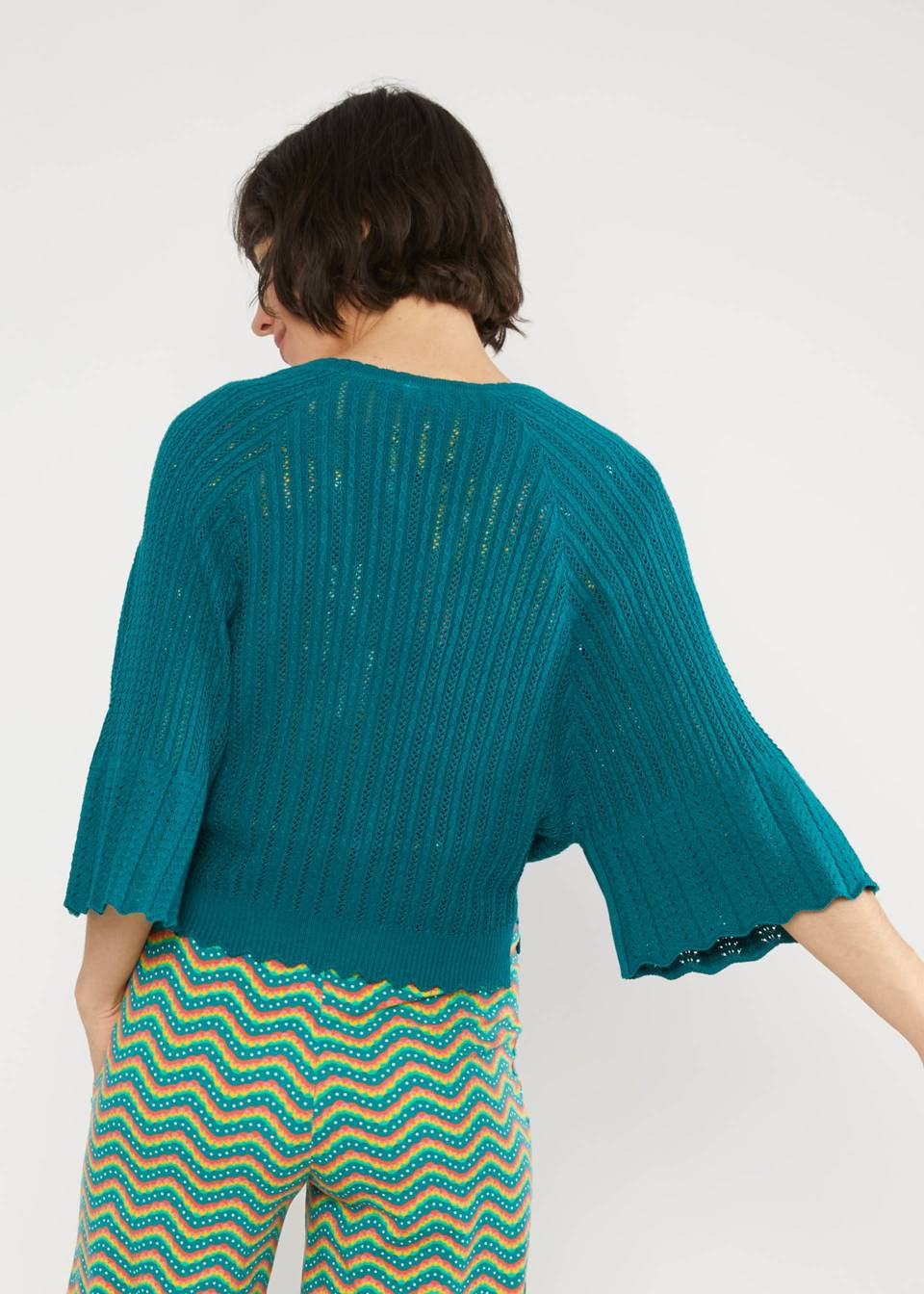 Blutsgeschwister Strickjacke "Fary Wrap" petrol