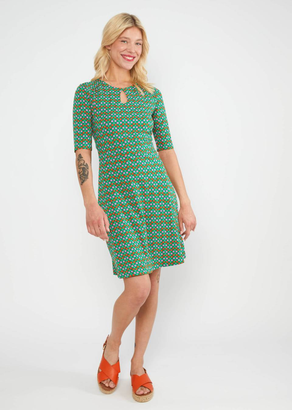 Blutsgeschwister Kleid "Hootchy Kootchy Petite" grün/gemustert