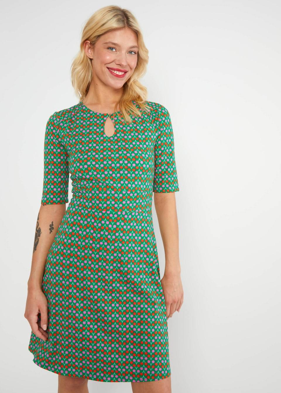 Blutsgeschwister Kleid "Hootchy Kootchy Petite" grün/gemustert