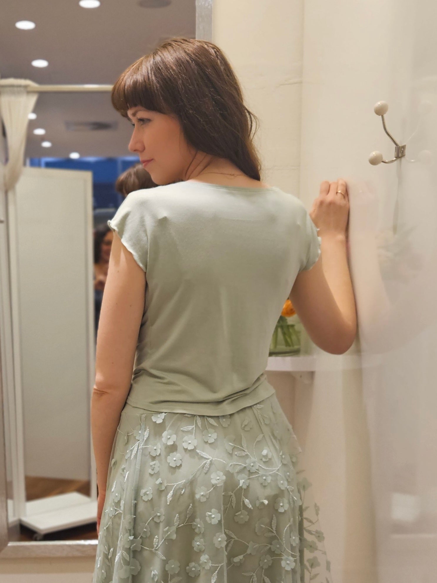 Miranda Merra Wasserfallshirt "Salbei" grün