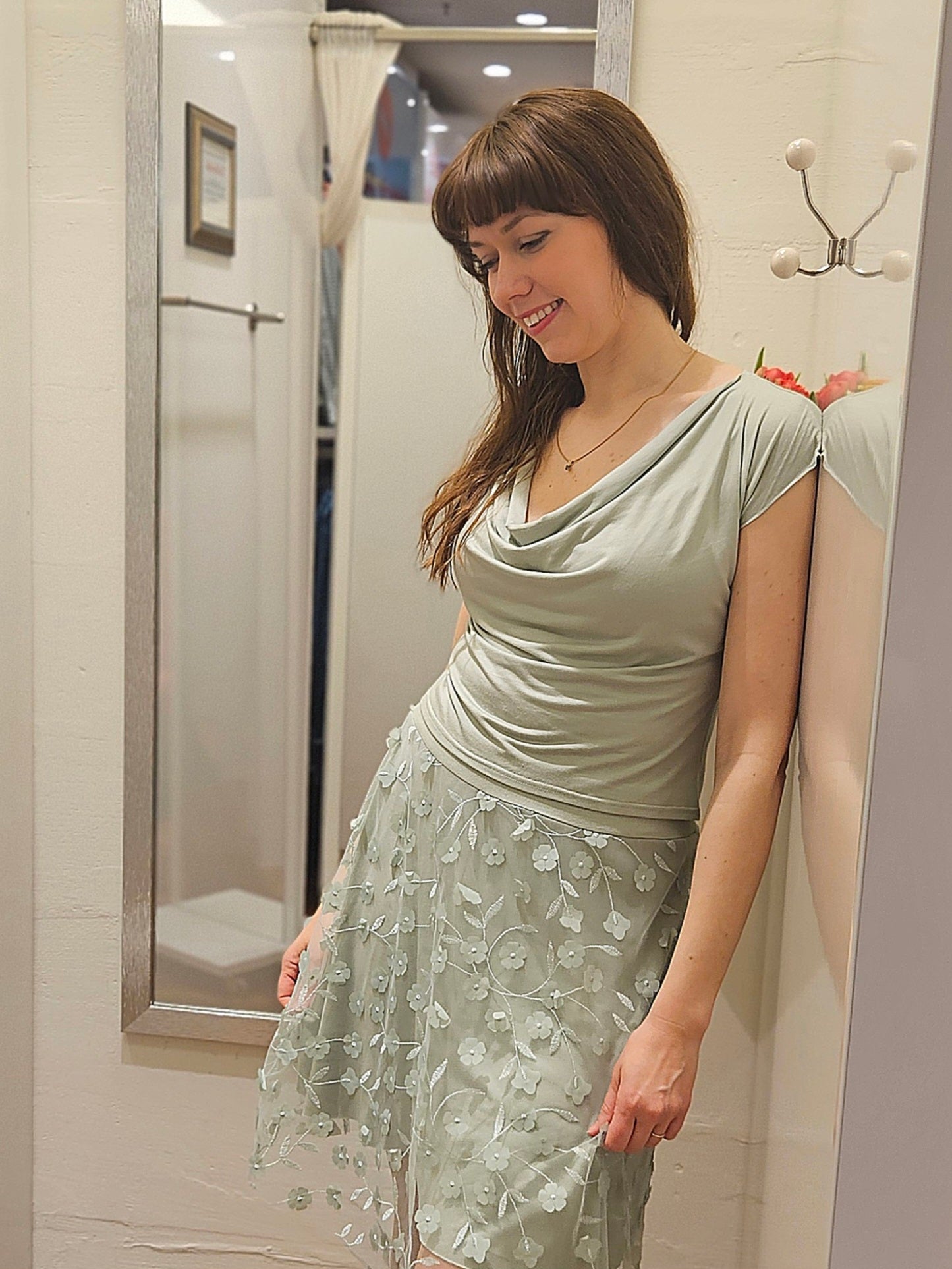 Miranda Merra Wasserfallshirt "Salbei" grün