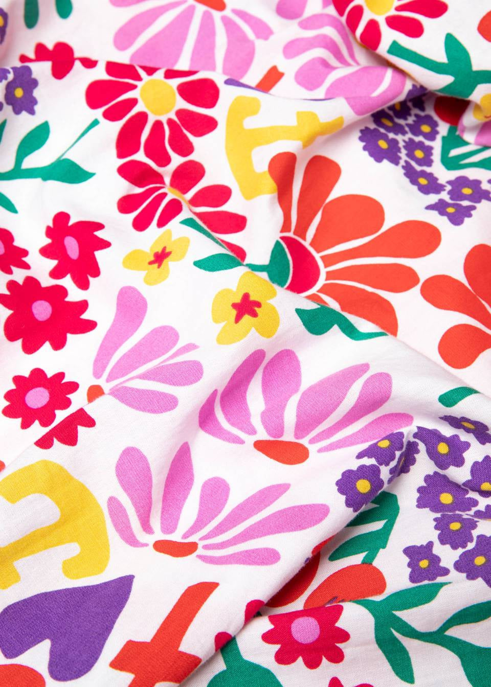 Blutsgeschwister Kleid "Falbala Festival" weiß/bunt gemustert