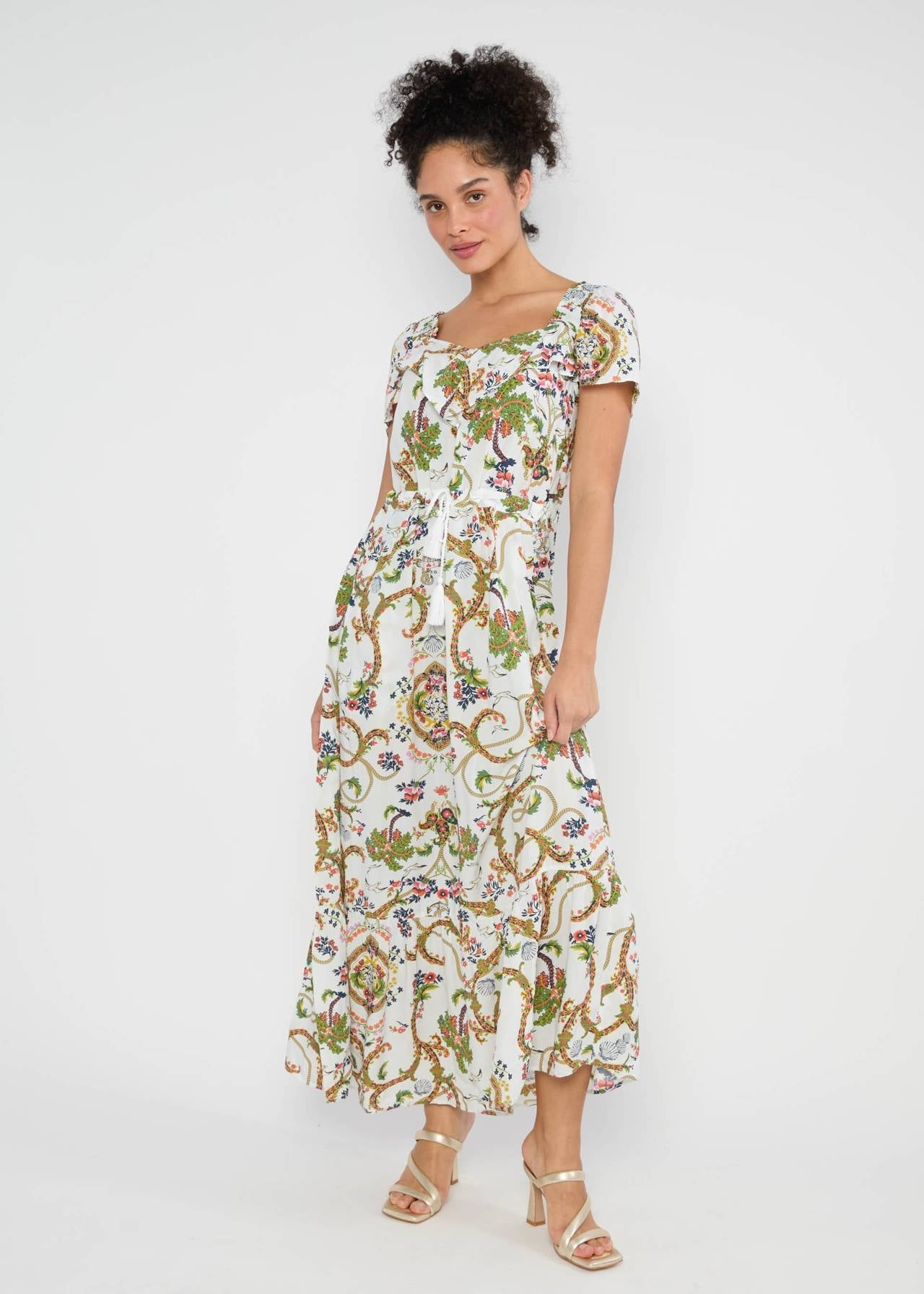 Blutsgeschwister Kleid "Breeze of Tenderness" weiß/gemustert