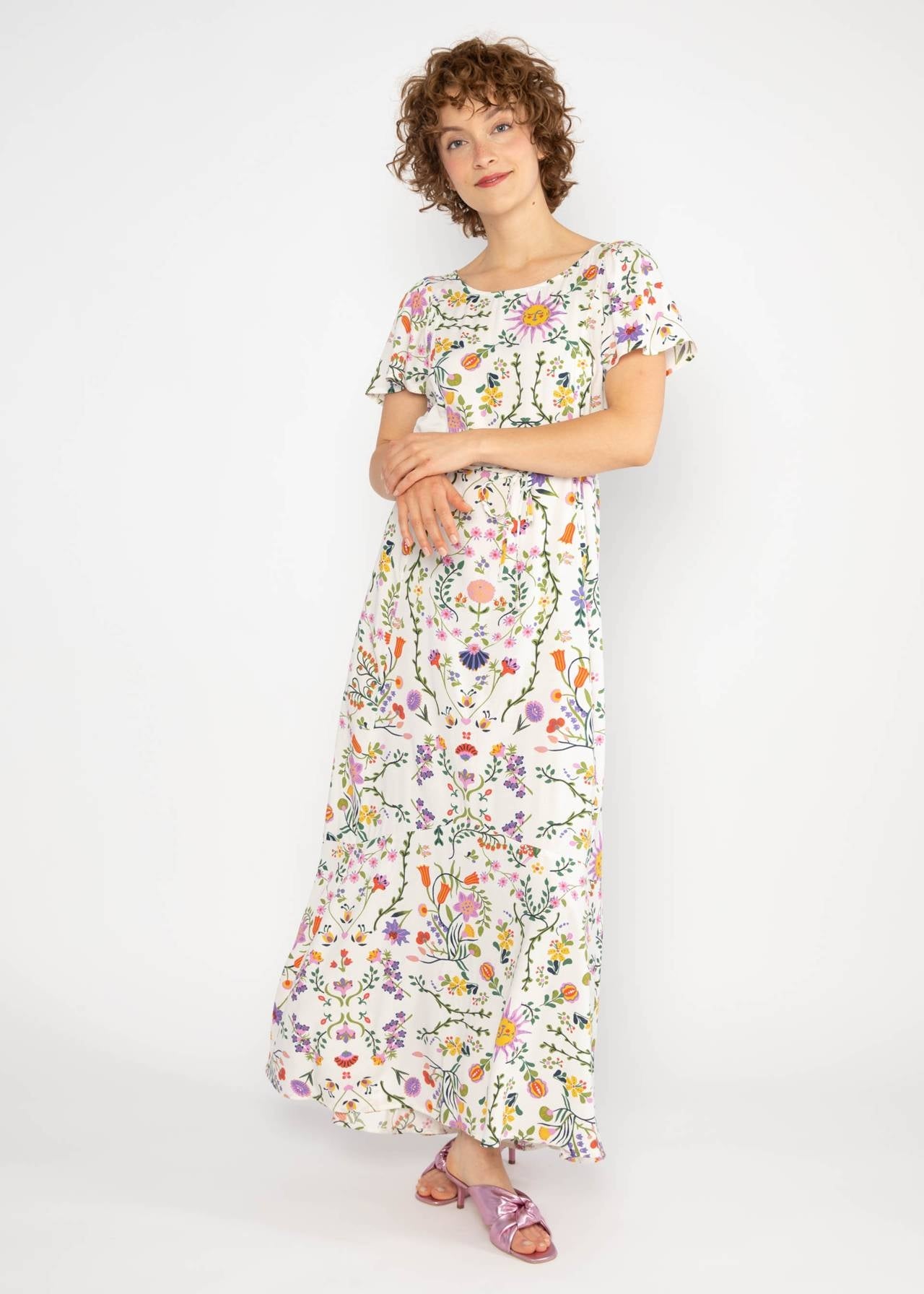 Blutsgeschwister Kleid "Walzing Maltida" weiß/geblümt