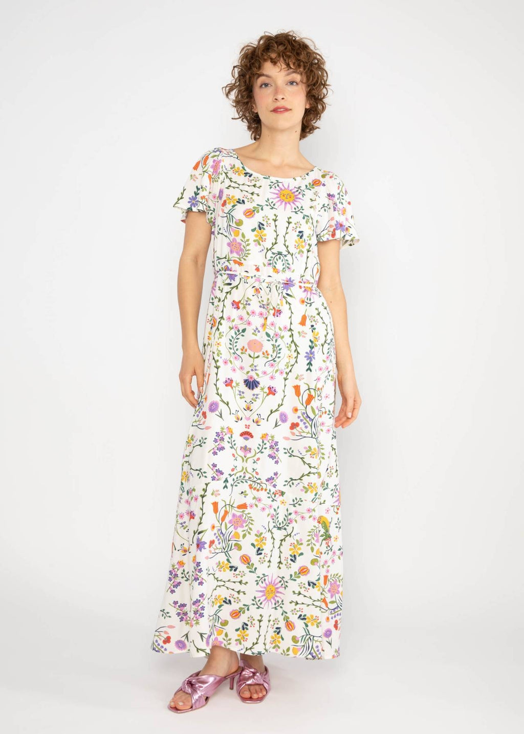 Blutsgeschwister Kleid "Walzing Maltida" weiß/geblümt