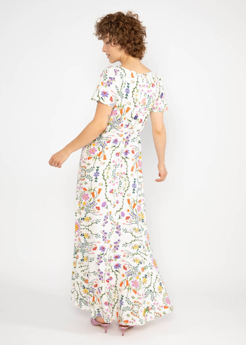 Blutsgeschwister Kleid "Walzing Maltida" weiß/geblümt