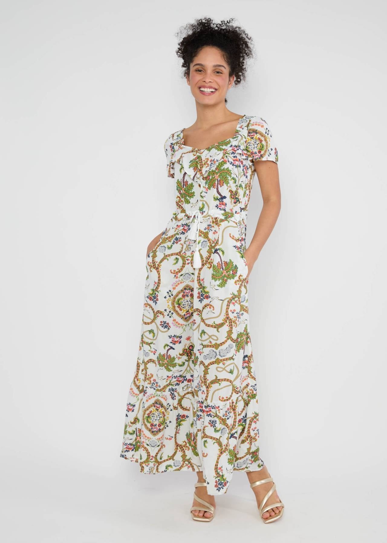 Blutsgeschwister Kleid "Breeze of Tenderness" weiß/gemustert