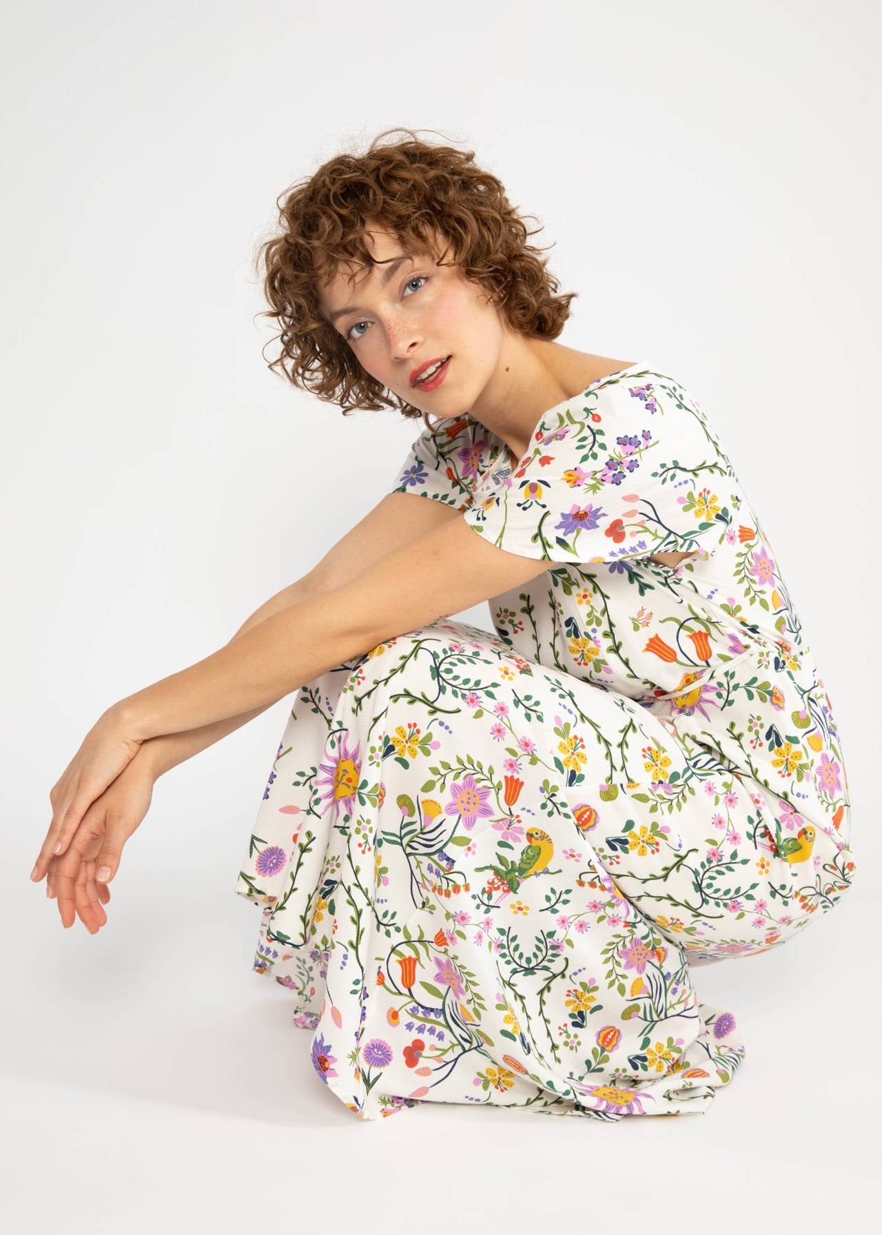 Blutsgeschwister Kleid "Walzing Maltida" weiß/geblümt