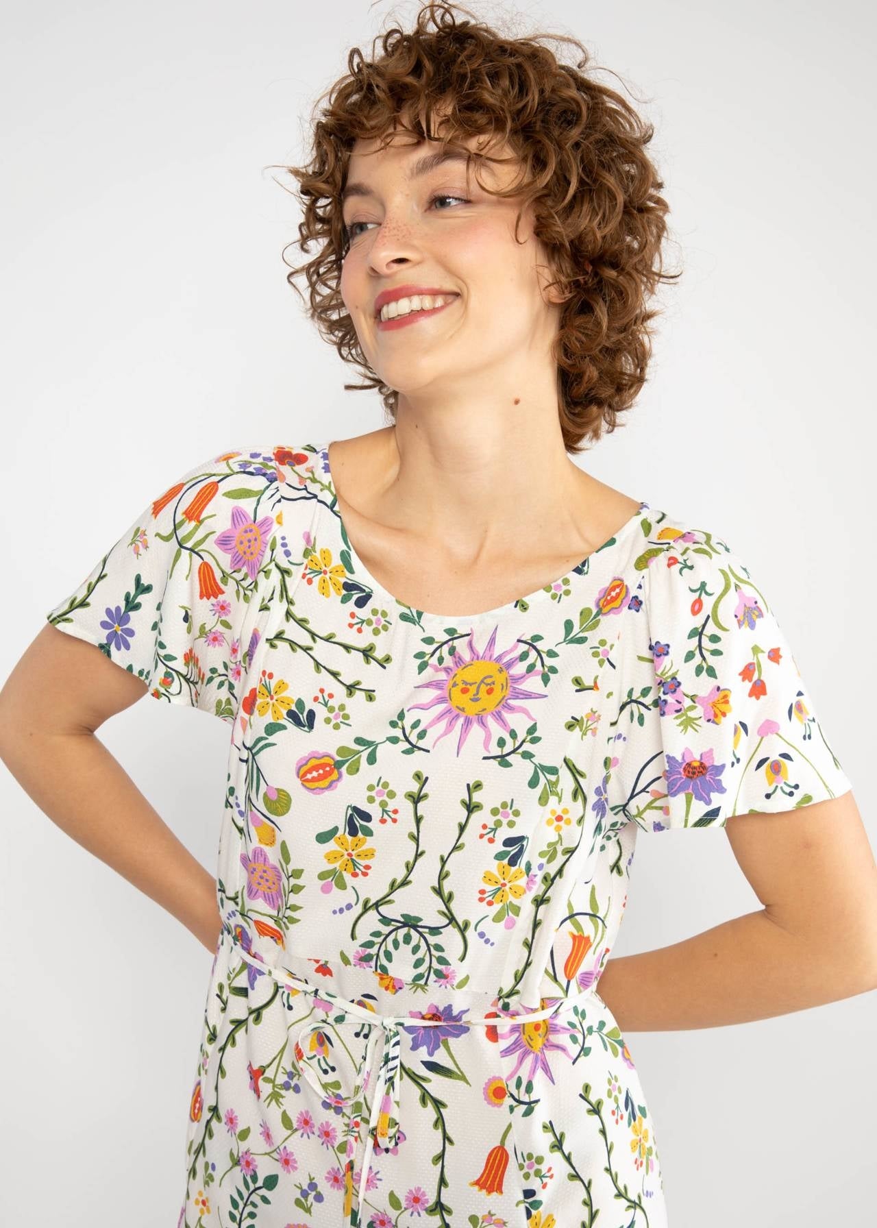 Blutsgeschwister Kleid "Walzing Maltida" weiß/geblümt
