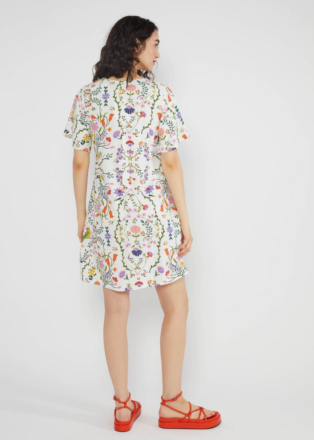 Blutsgeschwister Kleid "Kaftan Wings" weiß/geblümt